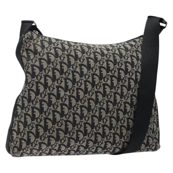 DIOR Trotter Canvas Shoulder Bag Black Silver - Picture 1 of 12